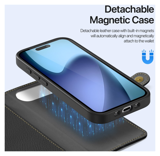 Dux Ducis Lawa Apple iPhone 17 Air Hoesje 2-in-1 Wallet Book Case MagSafe Zwart afbeelding 5