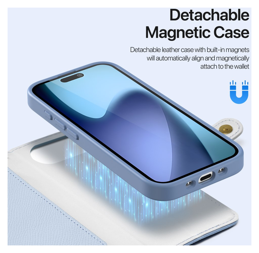 Dux Ducis Lawa Apple iPhone 17 Air Hoesje 2-in-1 Wallet Book Case MagSafe Blauw afbeelding 5