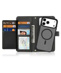Dux Ducis Lawa Apple iPhone 17 Pro Hoesje 2-in-1 Wallet Book Case MagSafe Zwart afbeelding