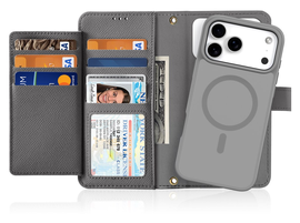 Dux Ducis Lawa Apple iPhone 17 Pro Hoesje 2-in-1 Wallet Book Case MagSafe Grijs