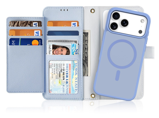 Dux Ducis Lawa Apple iPhone 17 Pro Hoesje 2-in-1 Wallet Book Case MagSafe Blauw afbeelding 1