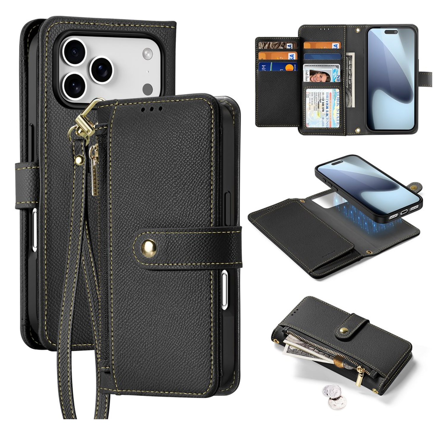 Dux Ducis Lawa iPhone 17 Pro Max Hoesje 2-in-1 Wallet Book Case MagSafe Zwart afbeelding 2