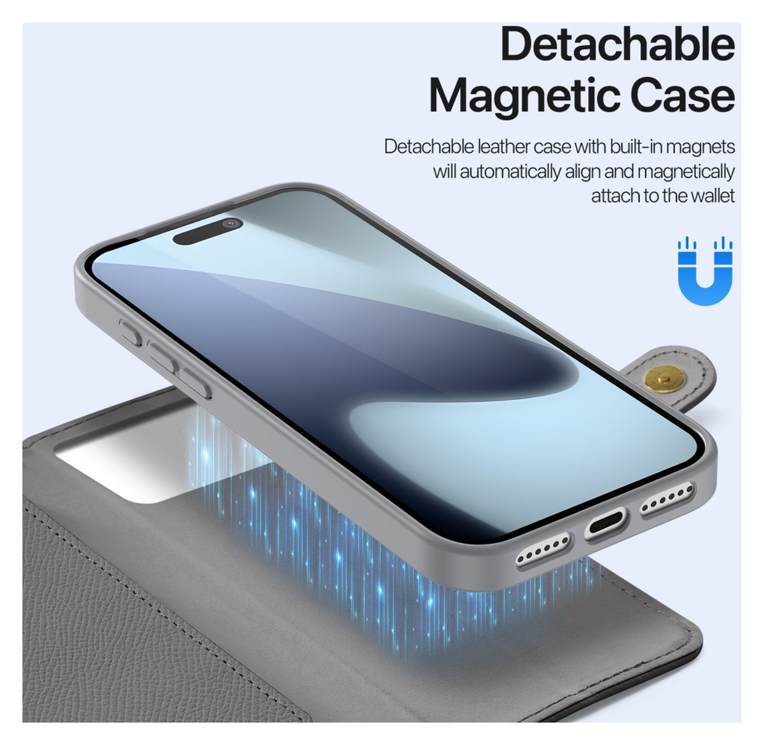 Dux Ducis Lawa iPhone 17 Pro Max Hoesje 2-in-1 Wallet Book Case MagSafe Grijs afbeelding 5
