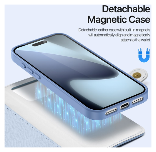 Dux Ducis Lawa iPhone 17 Pro Max Hoesje 2-in-1 Wallet Book Case MagSafe Blauw afbeelding 5