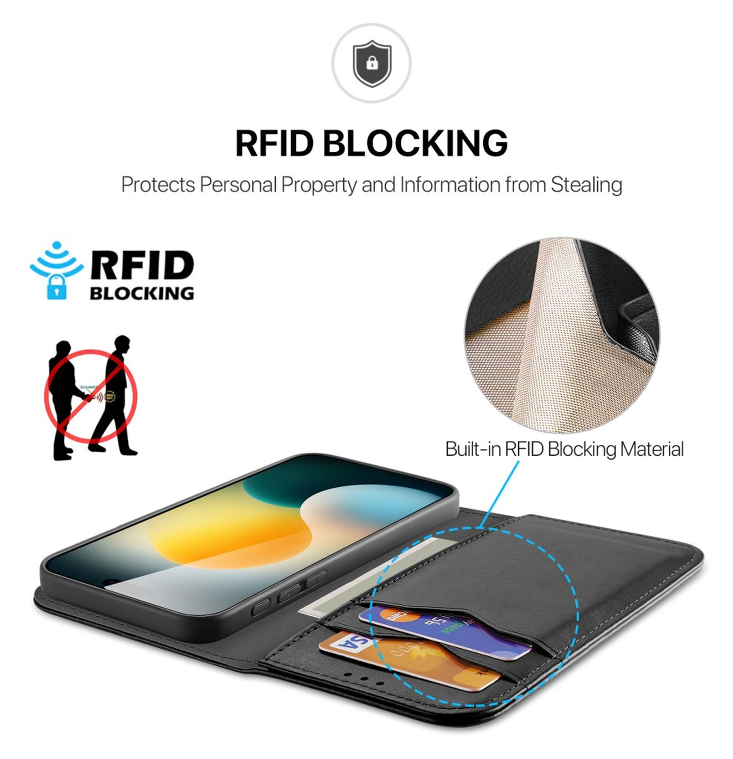 Dux Ducis Hivo Apple iPhone 17 Hoesje RFID Book Case Zwart afbeelding 4