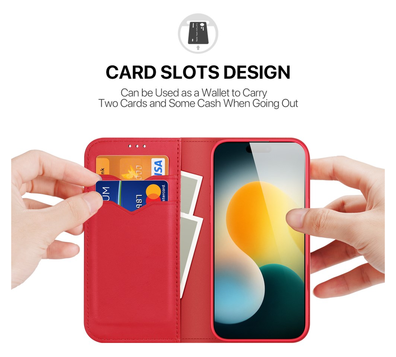 Dux Ducis Hivo Apple iPhone 17 Hoesje RFID Book Case Rood afbeelding 3