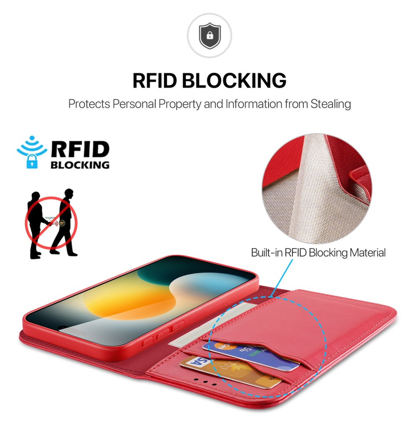 Dux Ducis Hivo Apple iPhone 17 Hoesje RFID Book Case Rood afbeelding 4