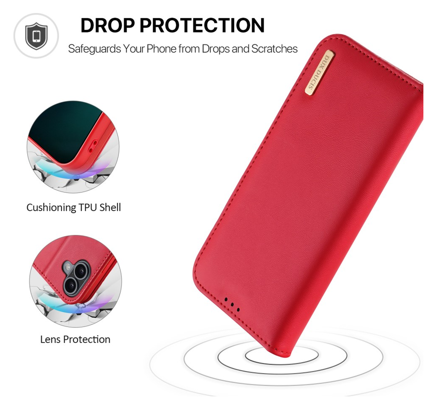 Dux Ducis Hivo Apple iPhone 17 Hoesje RFID Book Case Rood afbeelding 5