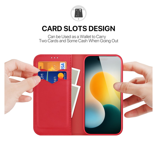 Dux Ducis Hivo Apple iPhone 17 Hoesje RFID Book Case Rood afbeelding 3