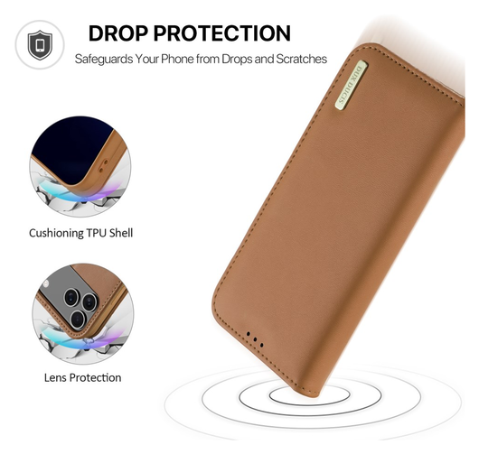 Dux Ducis Hivo Apple iPhone 17 Pro Max Hoesje RFID Book Case Bruin afbeelding 5