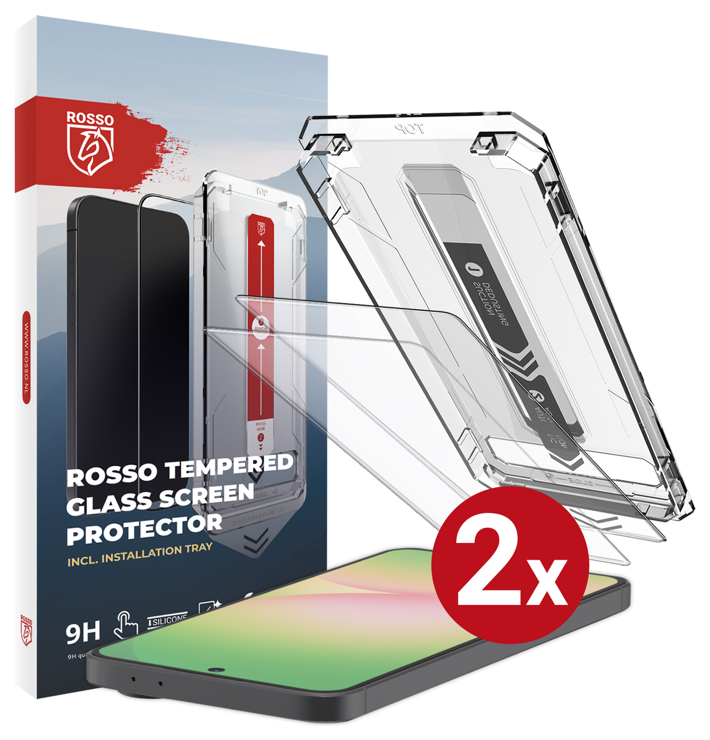 Rosso Samsung Galaxy A56 / S24 FE Tempered Glass met Installatietray (2-Pack) afbeelding 12