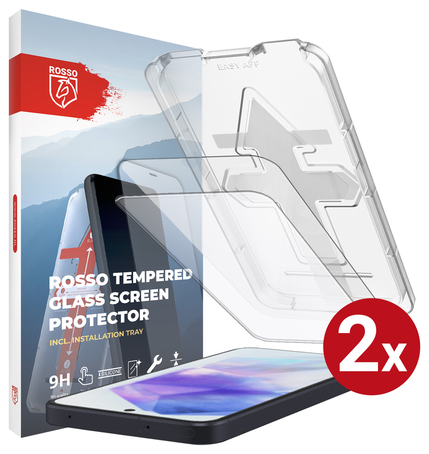 Rosso Samsung Galaxy A55 Tempered Glass met Installatietray (2-Pack) afbeelding 1