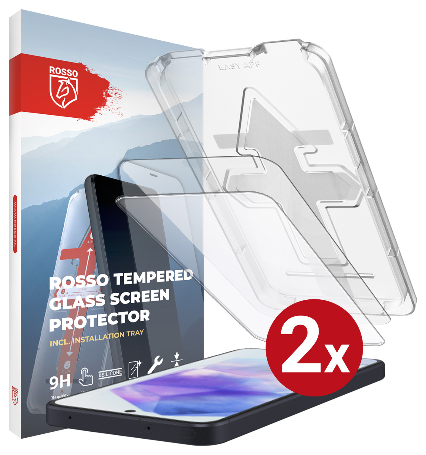 Rosso Samsung Galaxy A55 Tempered Glass met Installatietray (2-Pack) afbeelding 11