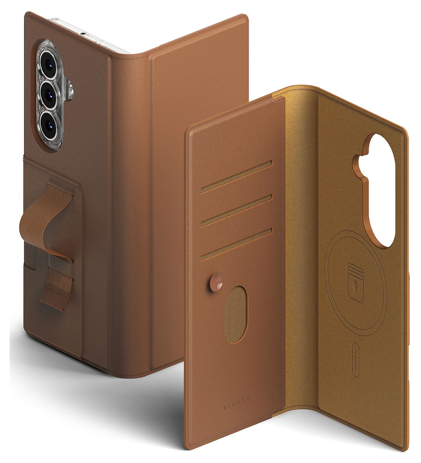 Ringke Folio Grip Wallet Magnetic Samsung Galaxy Z Fold 7 Hoesje Bruin afbeelding 1