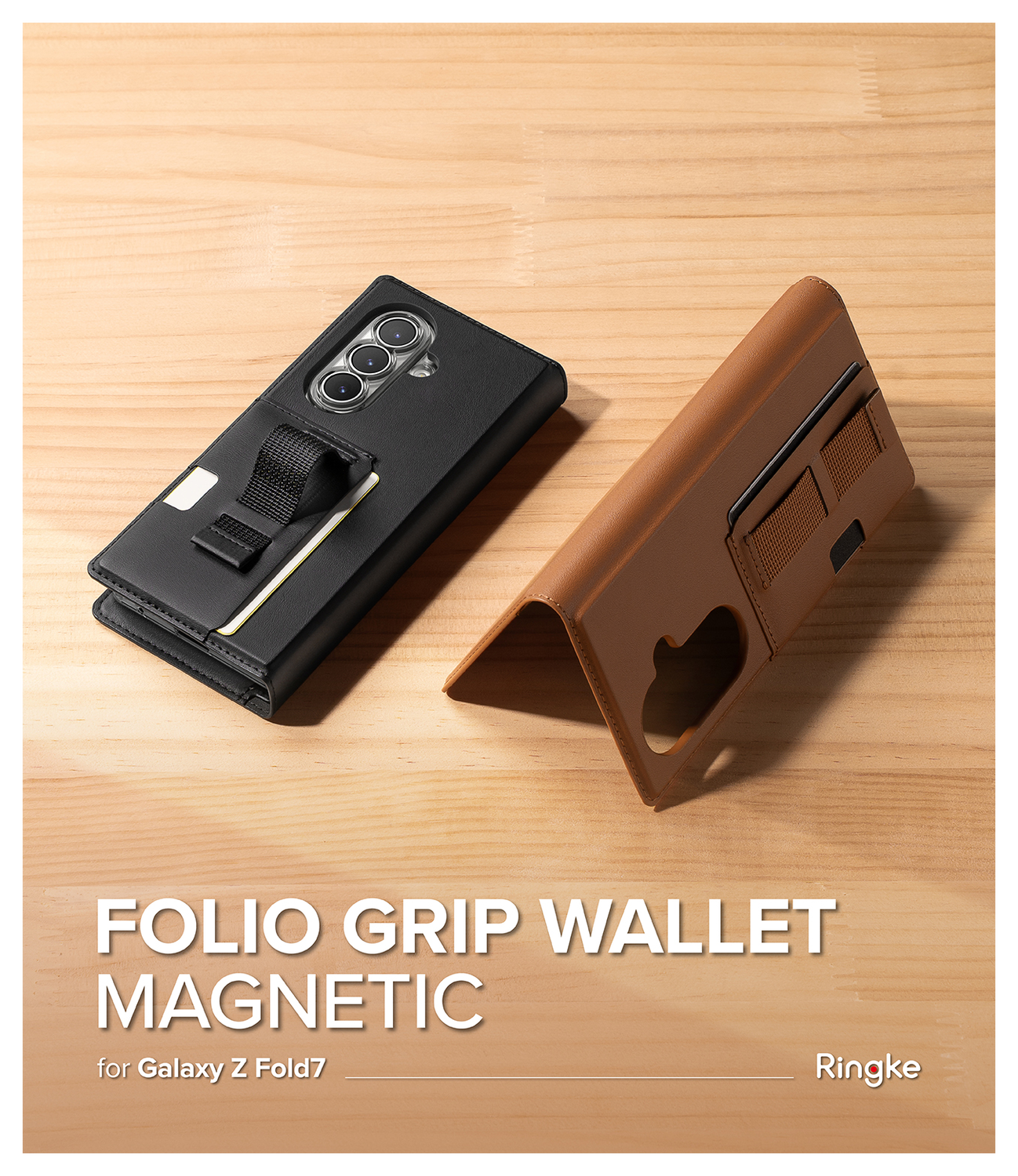 Ringke Folio Grip Wallet Magnetic Samsung Galaxy Z Fold 7 Hoesje Bruin afbeelding 7