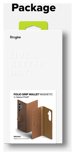 Ringke Folio Grip Wallet Magnetic Samsung Galaxy Z Fold 7 Hoesje Bruin afbeelding 6