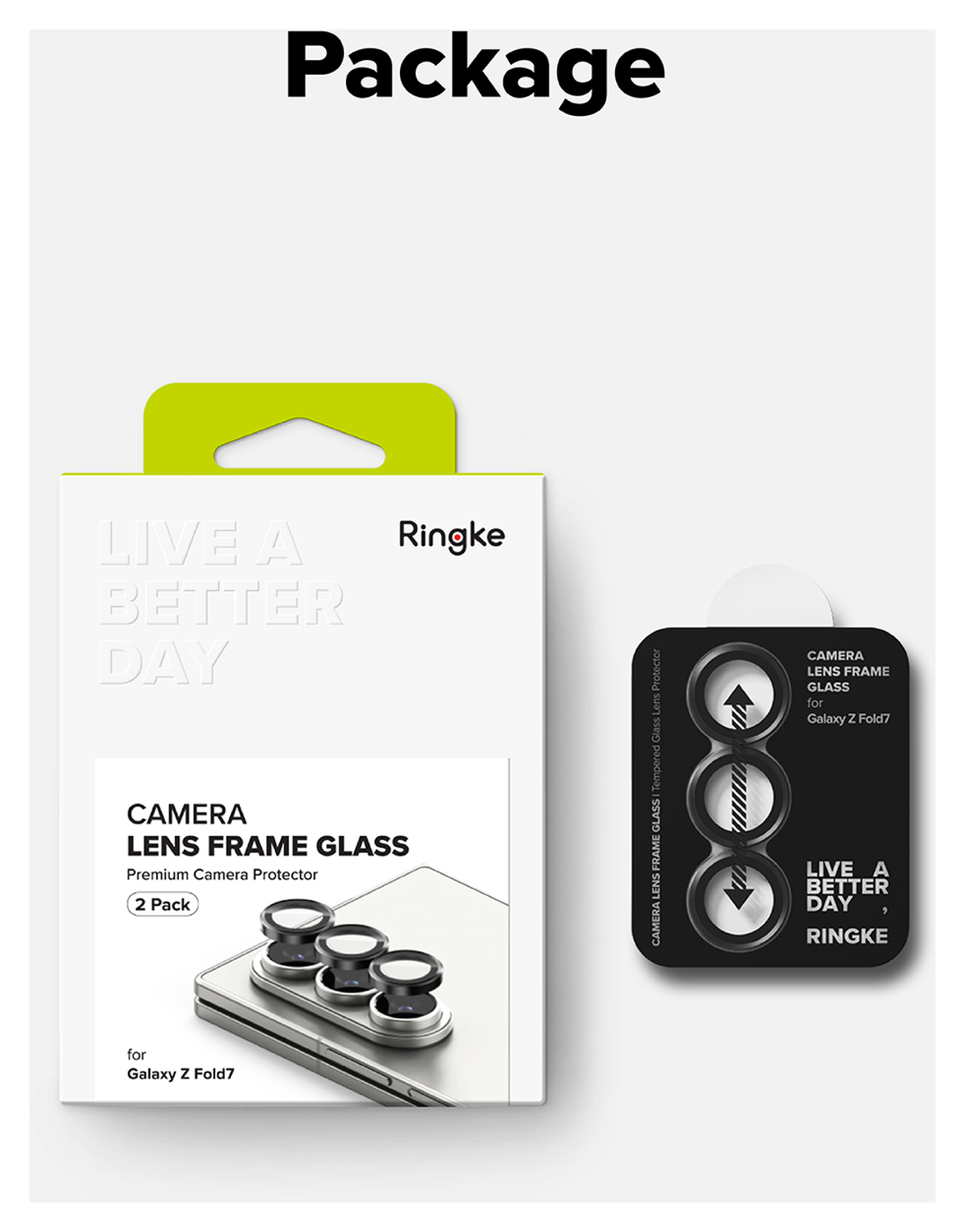 Ringke Frame Glass Samsung Galaxy Z Fold 7 Camera Protector Zwart (2-Pack) afbeelding 11