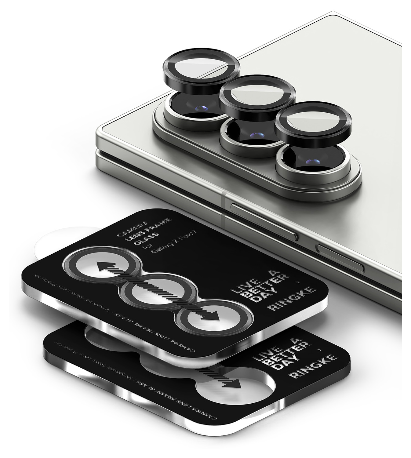 Ringke Frame Glass Samsung Galaxy Z Fold 7 Camera Protector Zwart (2-Pack) afbeelding 2