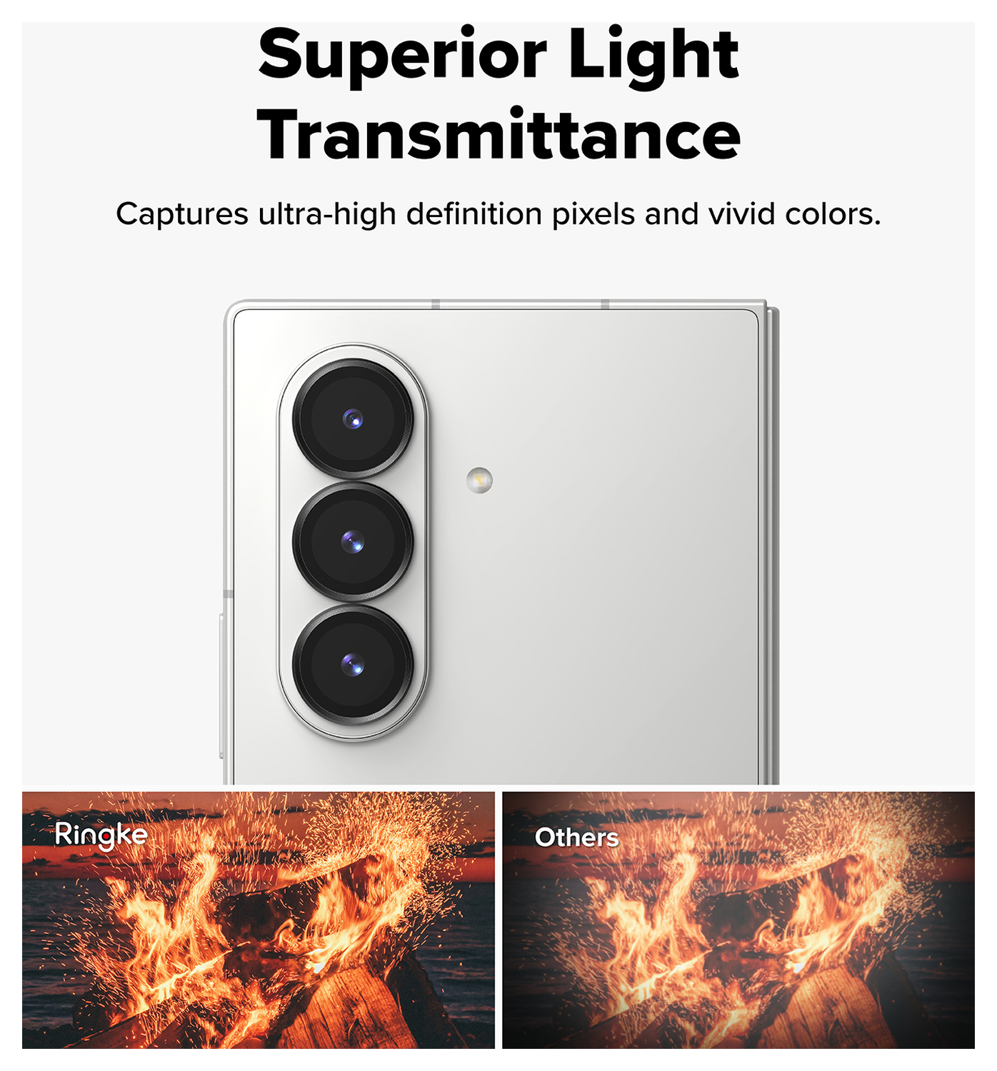 Ringke Frame Glass Samsung Galaxy Z Fold 7 Camera Protector Zwart (2-Pack) afbeelding 8