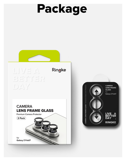 Ringke Frame Glass Samsung Galaxy Z Fold 7 Camera Protector Zwart (2-Pack) afbeelding 11