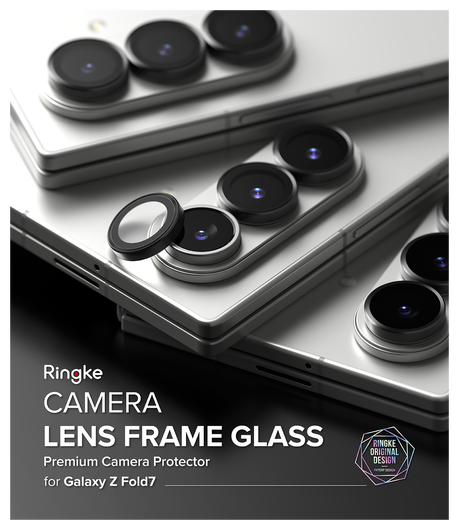 Ringke Frame Glass Samsung Galaxy Z Fold 7 Camera Protector Zwart (2-Pack) afbeelding 12