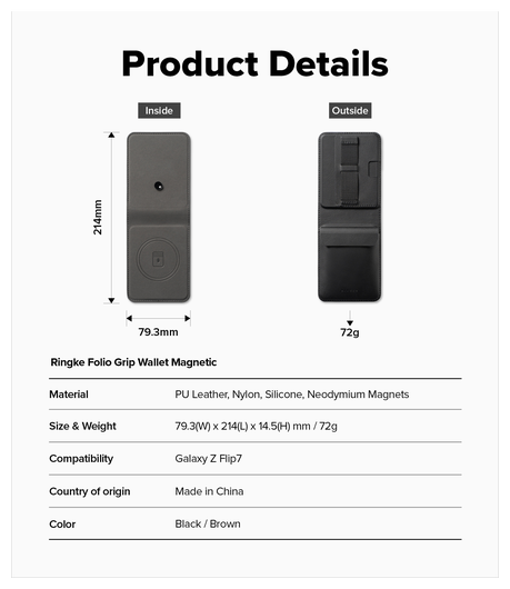 Ringke Folio Grip Wallet Magnetic Samsung Galaxy Z Flip 7 Hoesje Zwart afbeelding 5