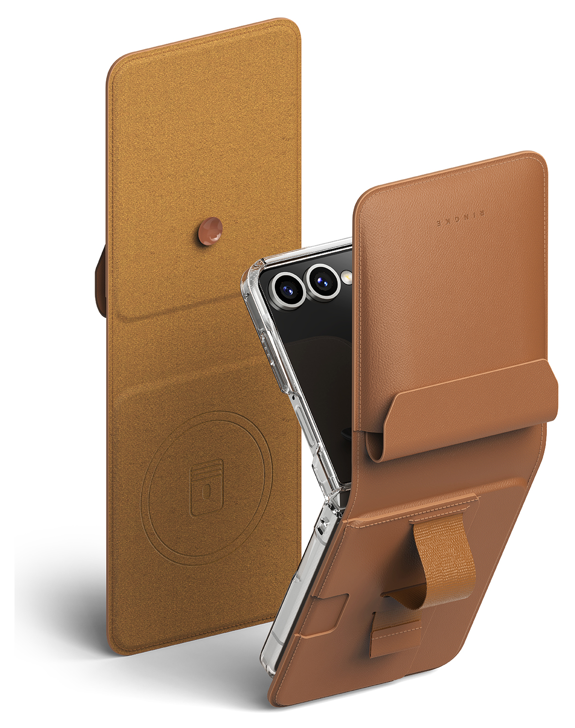 Ringke Folio Grip Wallet Magnetic Samsung Galaxy Z Flip 7 Hoesje Bruin afbeelding 1