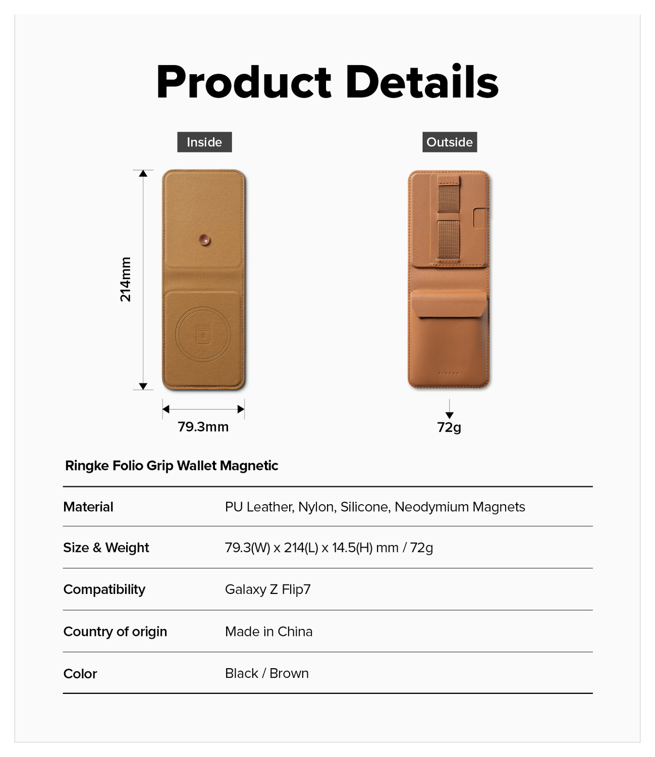 Ringke Folio Grip Wallet Magnetic Samsung Galaxy Z Flip 7 Hoesje Bruin afbeelding 5
