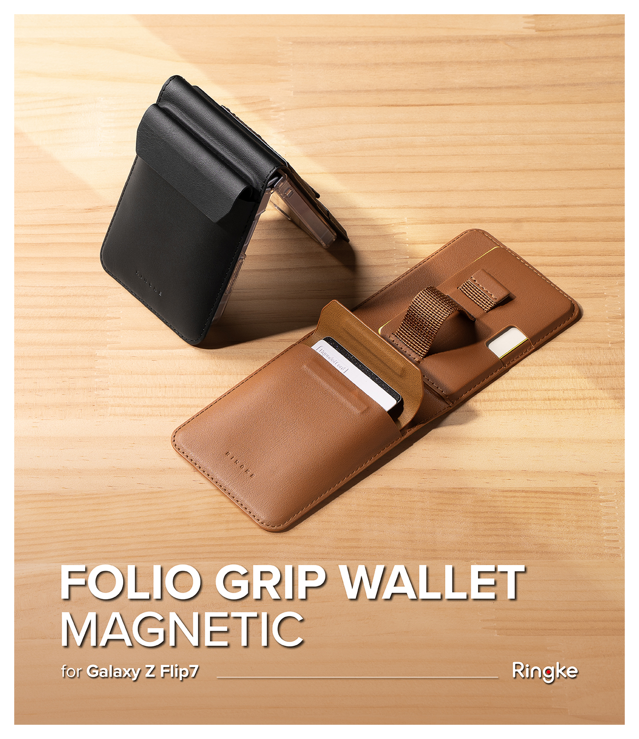 Ringke Folio Grip Wallet Magnetic Samsung Galaxy Z Flip 7 Hoesje Bruin afbeelding 7