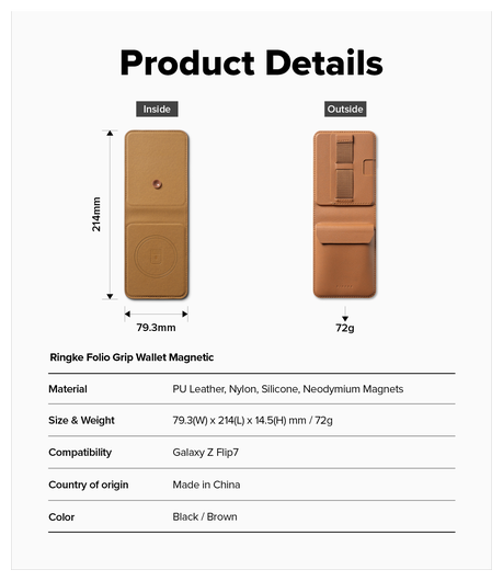 Ringke Folio Grip Wallet Magnetic Samsung Galaxy Z Flip 7 Hoesje Bruin afbeelding 5