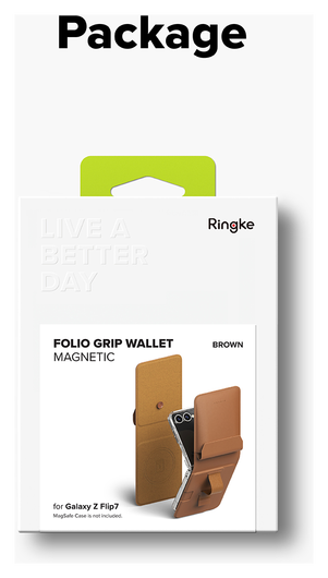 Ringke Folio Grip Wallet Magnetic Samsung Galaxy Z Flip 7 Hoesje Bruin afbeelding 6