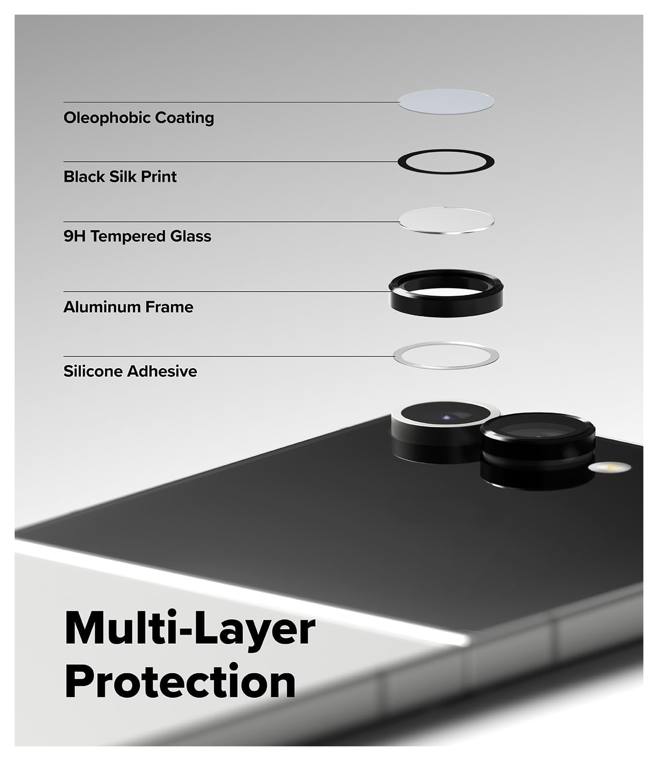 Ringke Frame Glass Samsung Galaxy Z Flip 7 Camera Protector Zwart (2-Pack) afbeelding 7