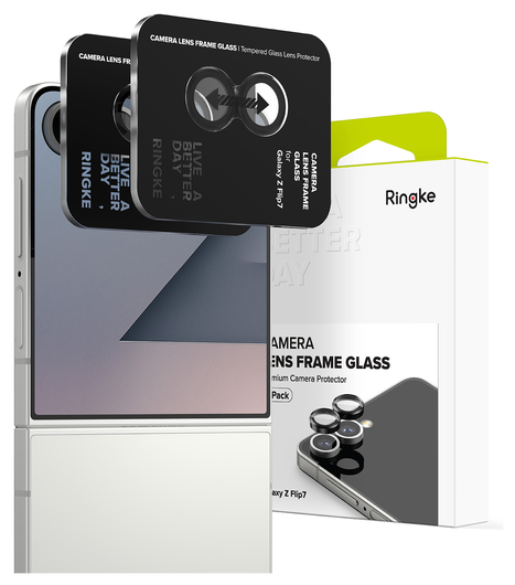 Ringke Frame Glass Samsung Galaxy Z Flip 7 Camera Protector Zwart (2-Pack) afbeelding 1