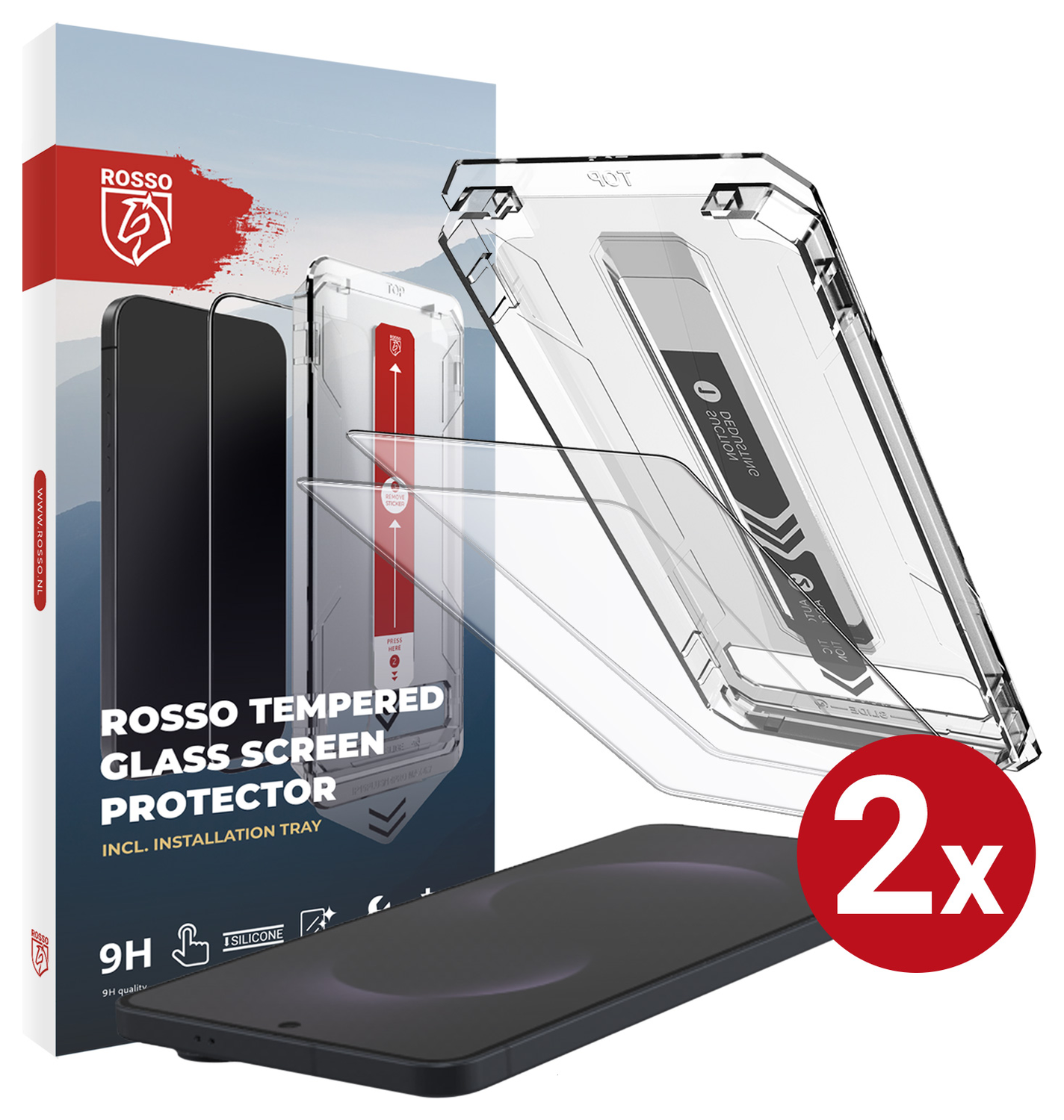 Rosso Samsung Galaxy S25 Edge Tempered Glass met Installatietray (2-Pack) afbeelding 1