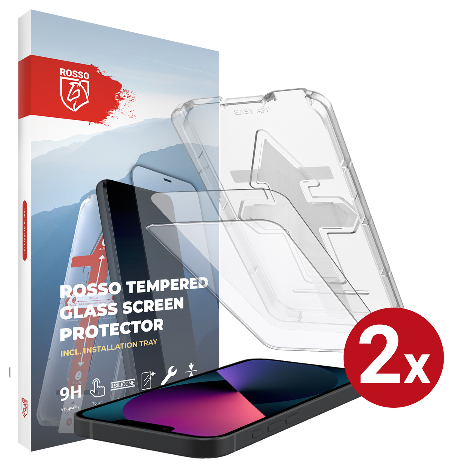 Rosso Apple iPhone 13 / 13 Pro Tempered Glass met Installatietray (2-Pack) afbeelding 1