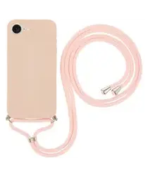 Apple iPhone 16e Hoesje met Koord en Camera Bescherming Back Cover Roze afbeelding
