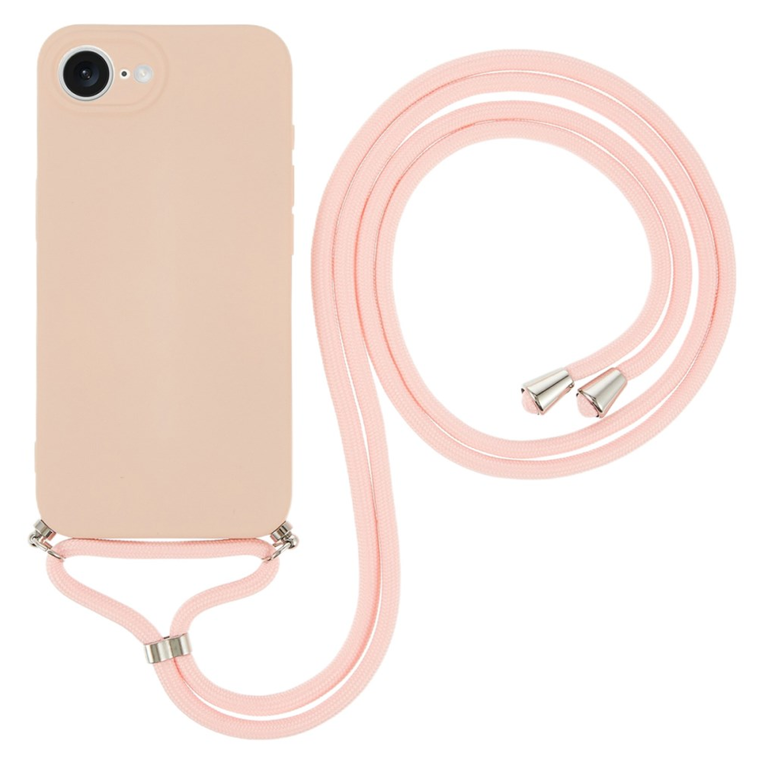 Apple iPhone 16e Hoesje met Koord en Camera Bescherming Back Cover Roze afbeelding 1