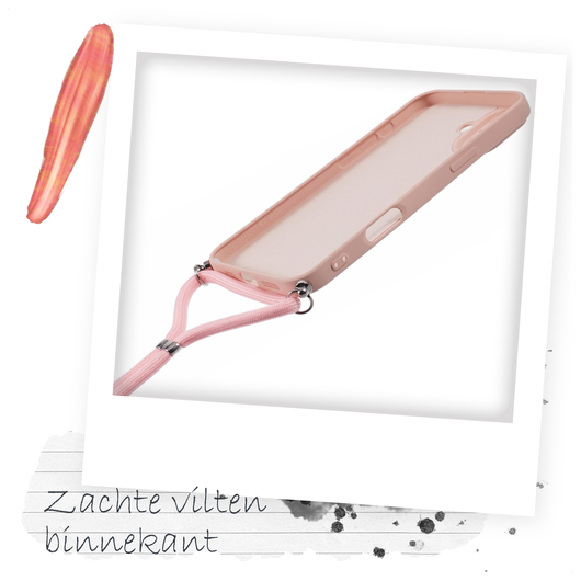 Apple iPhone 16e Hoesje met Koord en Camera Bescherming Back Cover Roze afbeelding 5