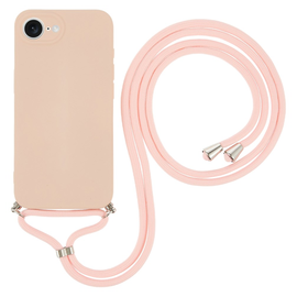 Apple iPhone 16e Hoesje met Koord en Camera Bescherming Back Cover Roze