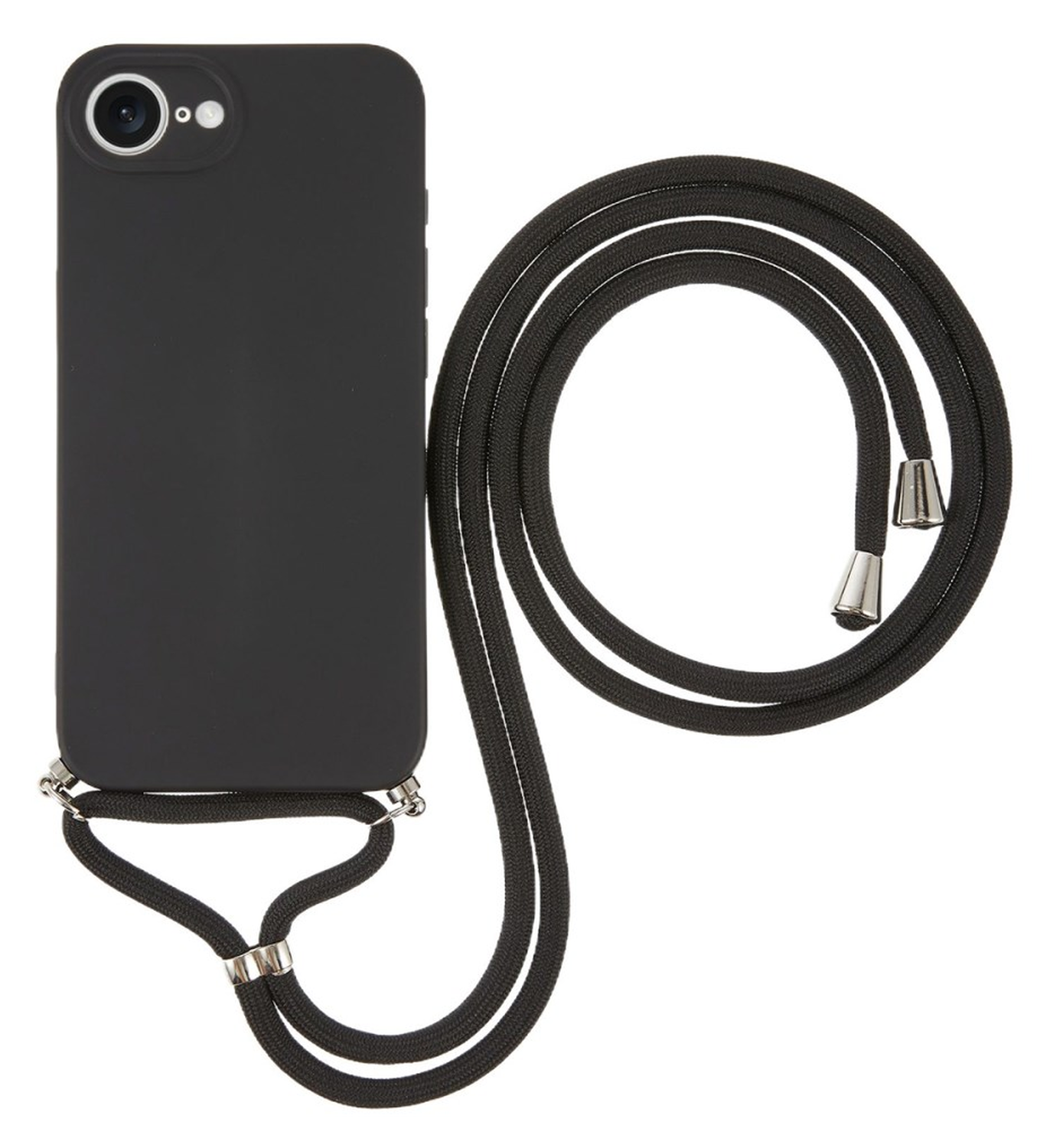Apple iPhone 16e Hoesje met Koord en Camera Bescherming Back Cover Zwart afbeelding 1