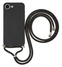 Apple iPhone 16e Hoesje met Koord en Camera Bescherming Back Cover Zwart