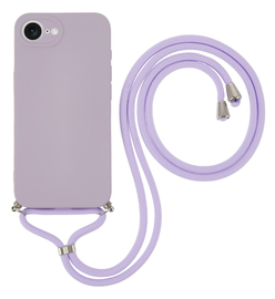Apple iPhone 16e Hoesje met Koord en Camera Bescherming Back Cover Paars