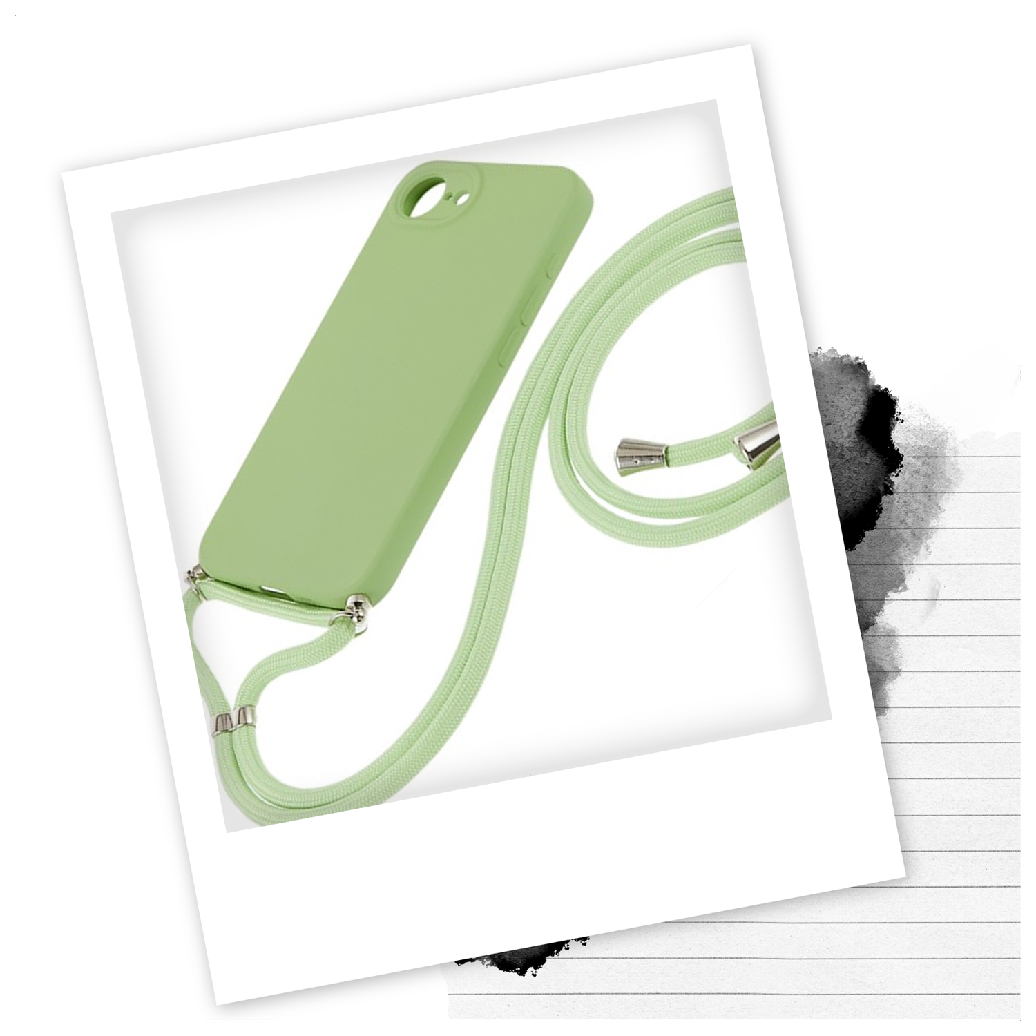 Apple iPhone 16e Hoesje met Koord en Camera Bescherming Back Cover Matcha Groen afbeelding 2
