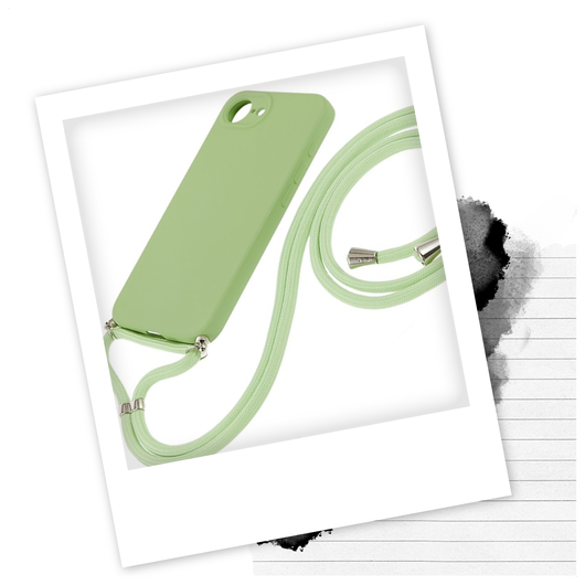 Apple iPhone 16e Hoesje met Koord en Camera Bescherming Back Cover Matcha Groen afbeelding 2