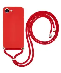 Apple iPhone 16e Hoesje met Koord en Camera Bescherming Back Cover Rood afbeelding