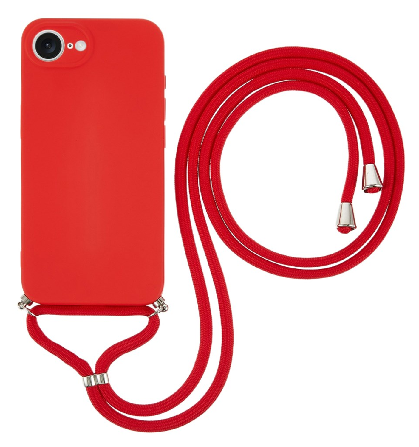 Apple iPhone 16e Hoesje met Koord en Camera Bescherming Back Cover Rood afbeelding 1