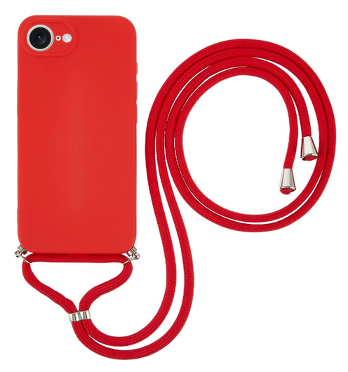 Apple iPhone 16e Hoesje met Koord en Camera Bescherming Back Cover Rood afbeelding 1
