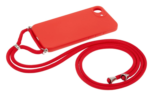 Apple iPhone 16e Hoesje met Koord en Camera Bescherming Back Cover Rood afbeelding 6