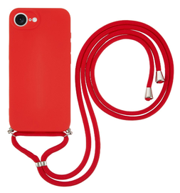 Apple iPhone 16e Hoesje met Koord en Camera Bescherming Back Cover Rood