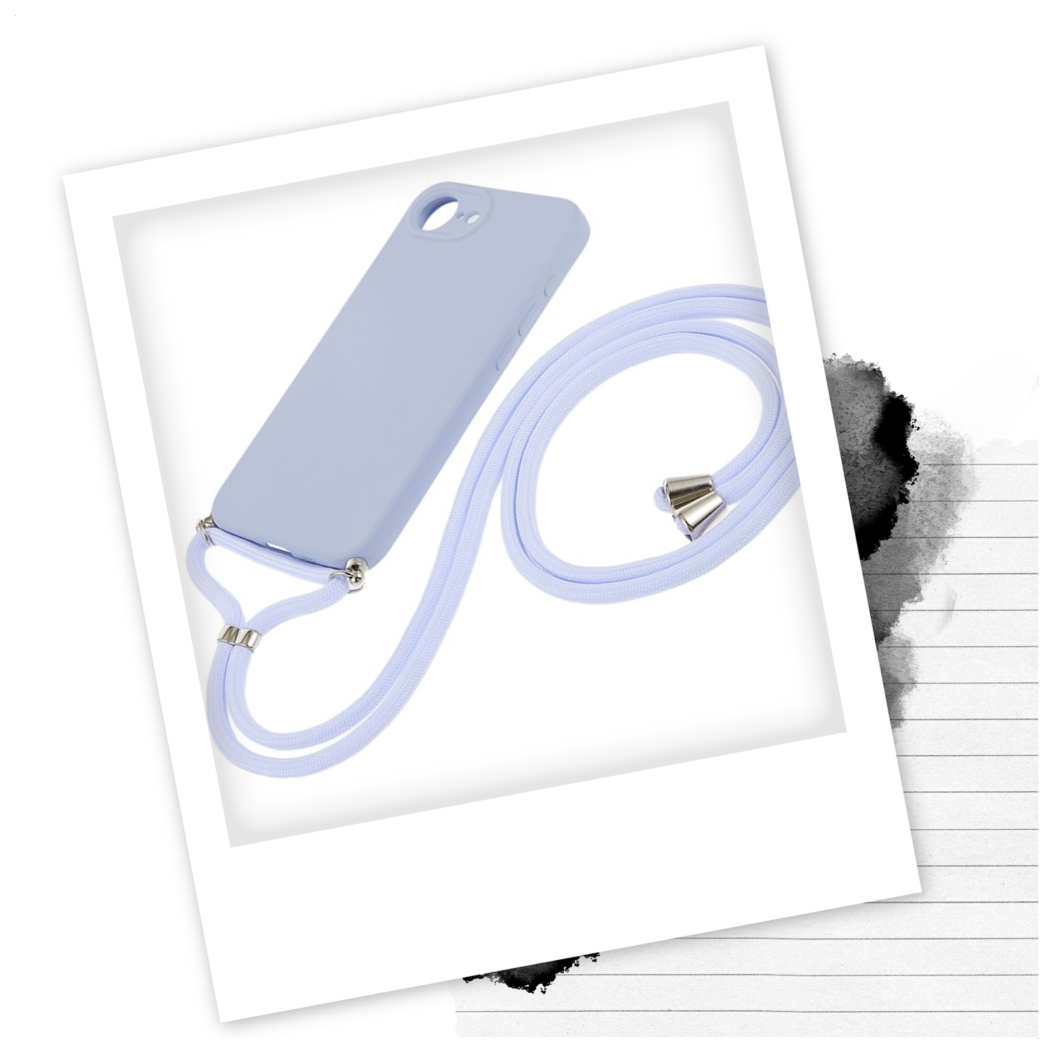 Apple iPhone 16e Hoesje met Koord en Camera Bescherming Back Cover Lichtpaars afbeelding 2